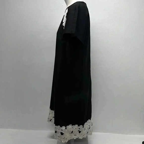Kate Spade Dress Floral Lace Trim Crepe Short Sleeve Mini Black White Size 4 - Picture 8 of 11